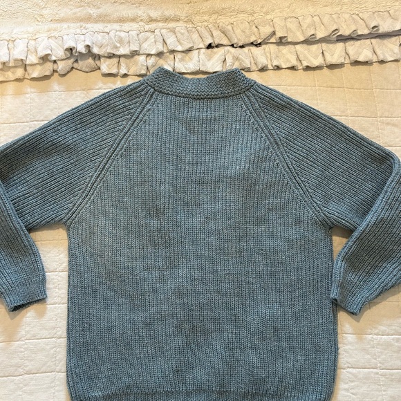 Boheme Blue gray Wool Cardigan with wooden buttons - Picture 6 of 16